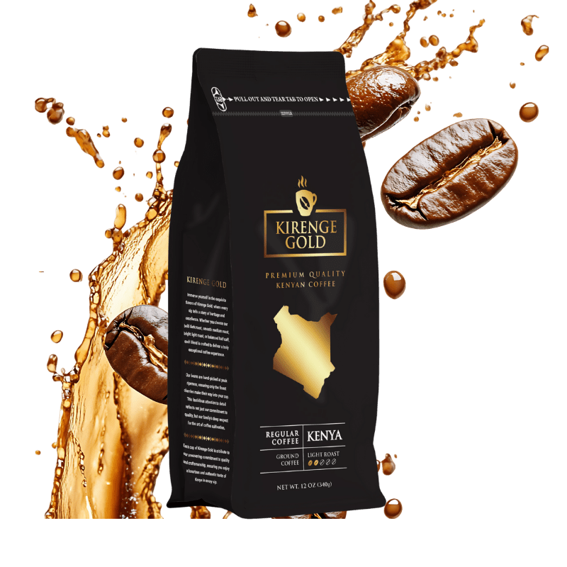 Kenya AA Light Roast Arabica - Kirenge Gold Kenyan premium light roast coffee beans, bright and aromatic with floral notes