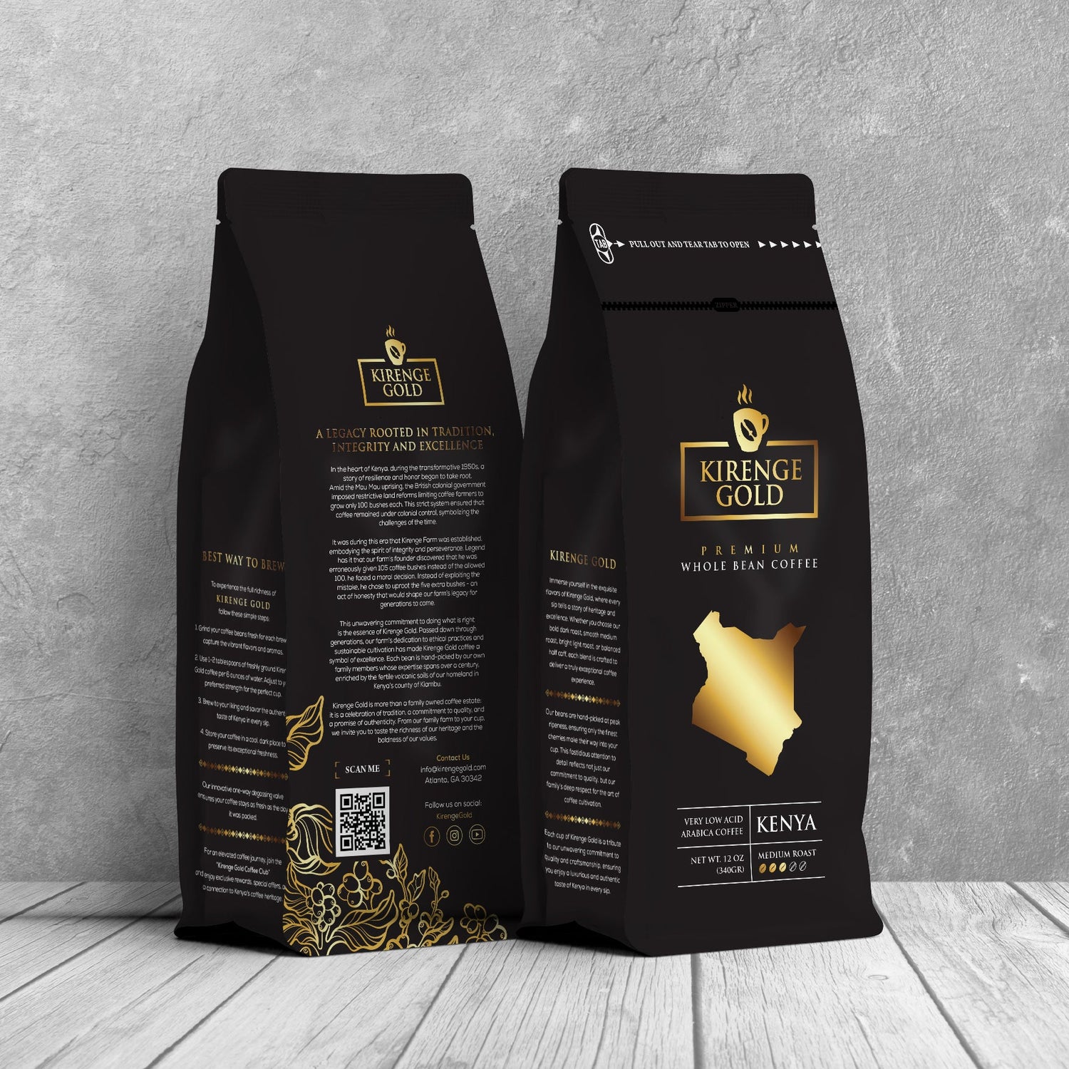 Kirenge Gold Coffee Collection – Premium roasted coffee beans in elegant packaging, showcasing bold flavors and exceptional quality.