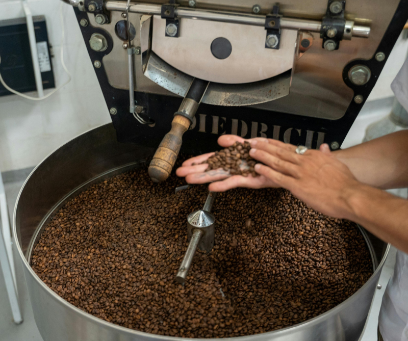 Kirenge Gold coffee in a roasting machine