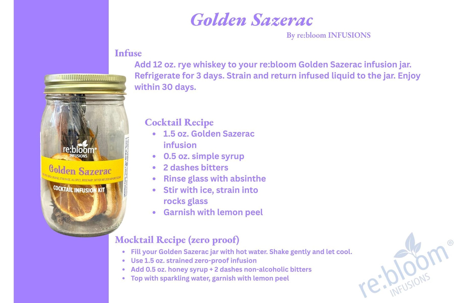 Golden Sazerac Infusion Kit - Kirenge Gold LLC
